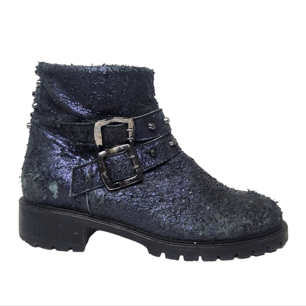 ROSS & SNOW Stefana Distressed Indigo Moto Boot
